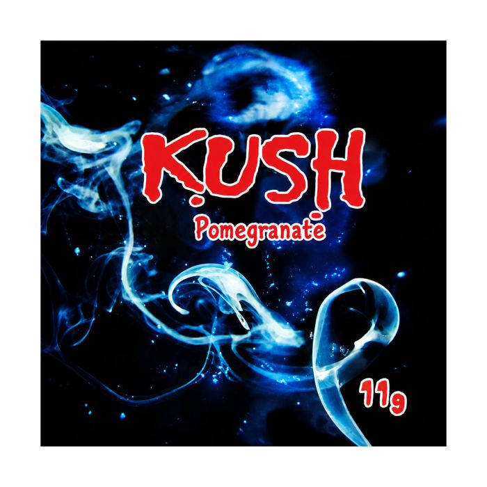 Kush Pomegranate 11g Räuchermischung von Kush mit blauem Rauchmotiv und Pomegranate-Schriftzug