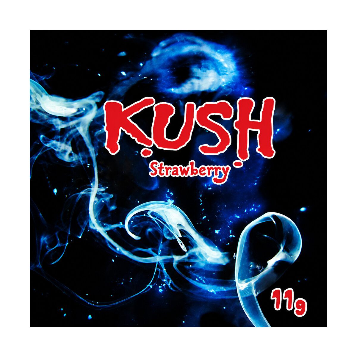 Kush Strawberry 11g Räuchermischung von Kush mit blauem Rauchmotiv und Strawberry-Schriftzug